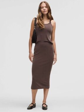 lululemon drapes softstreme column midi skirt sz medium